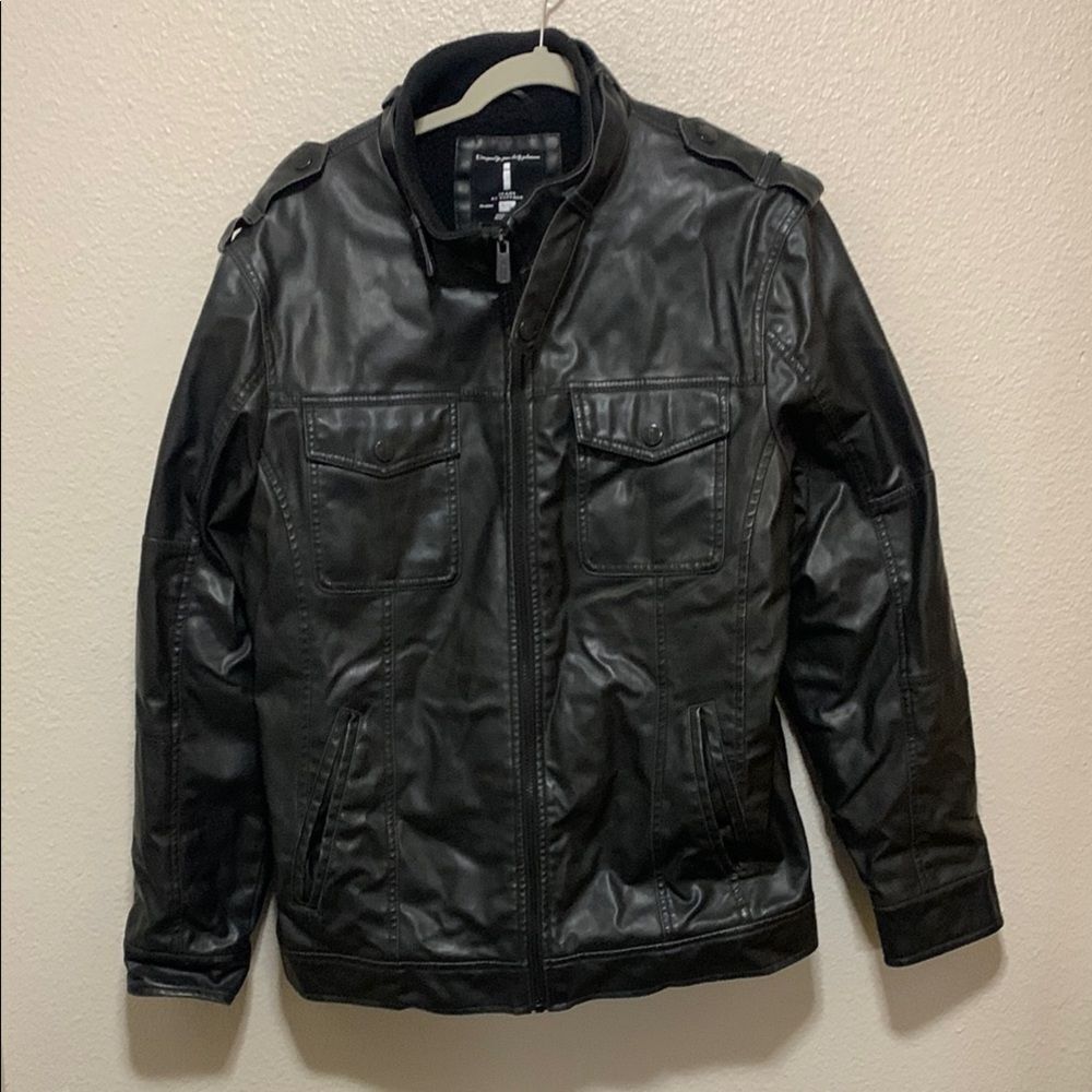 Buffalo David Bitton Black Pleather Motorcycle Jacket